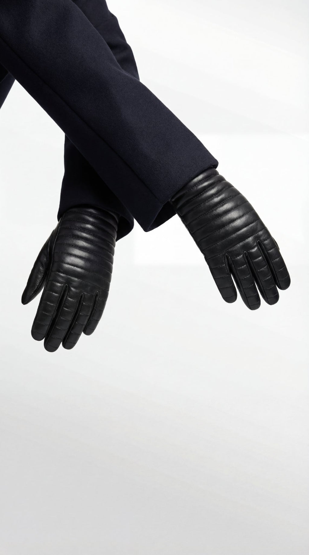 Quilted Leather Gloves in Black Lambskin