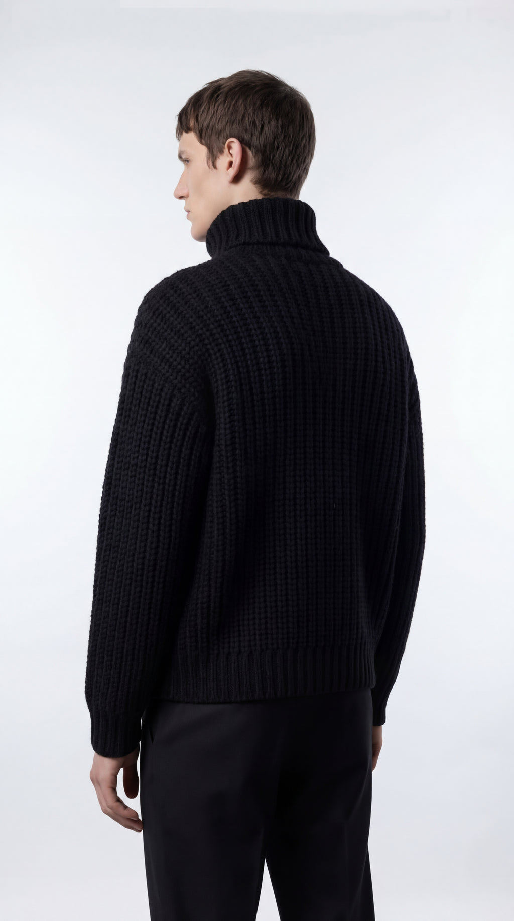 Chunky Ribbed Turtleneck in Wool-Cashmere Blend