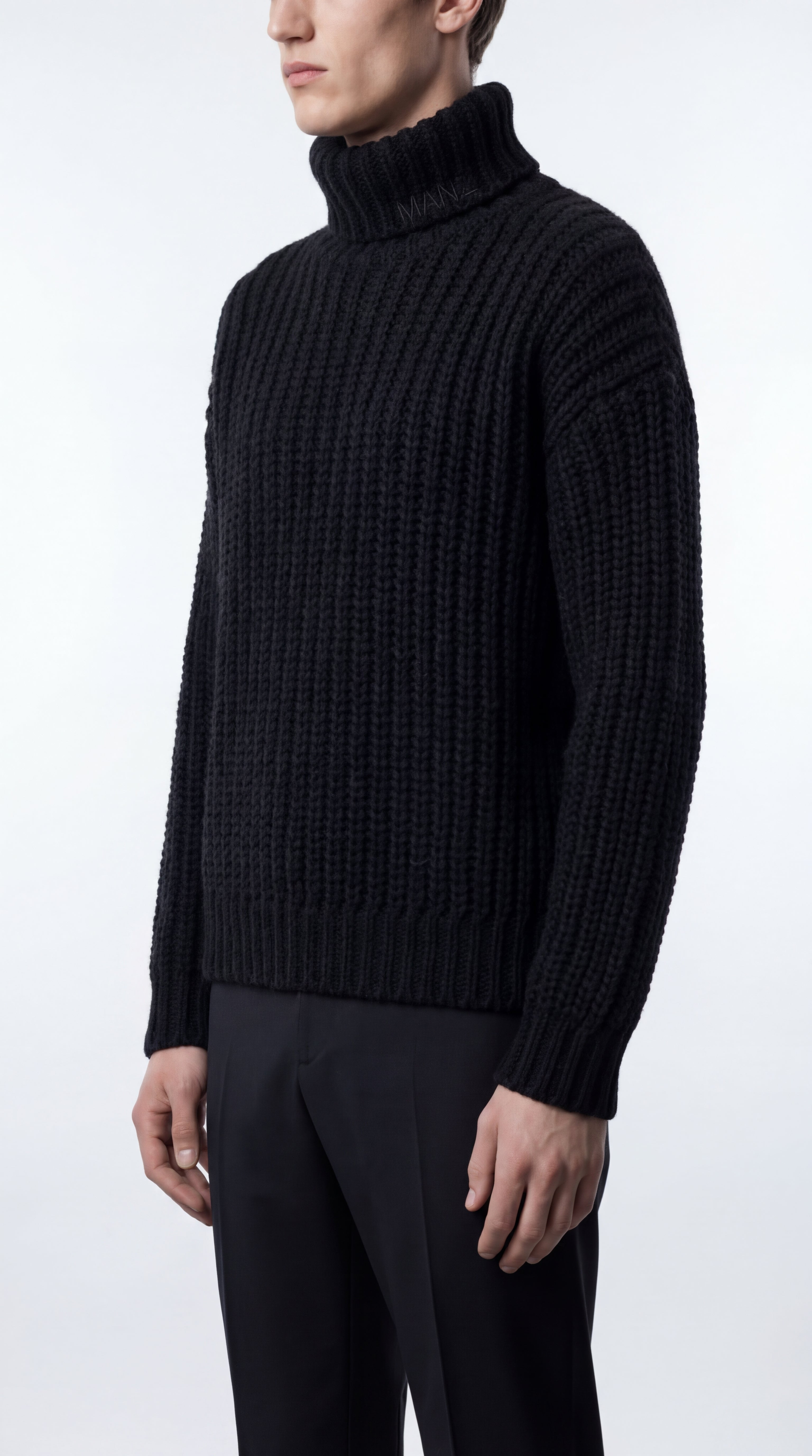 Chunky Ribbed Turtleneck in Wool-Cashmere Blend