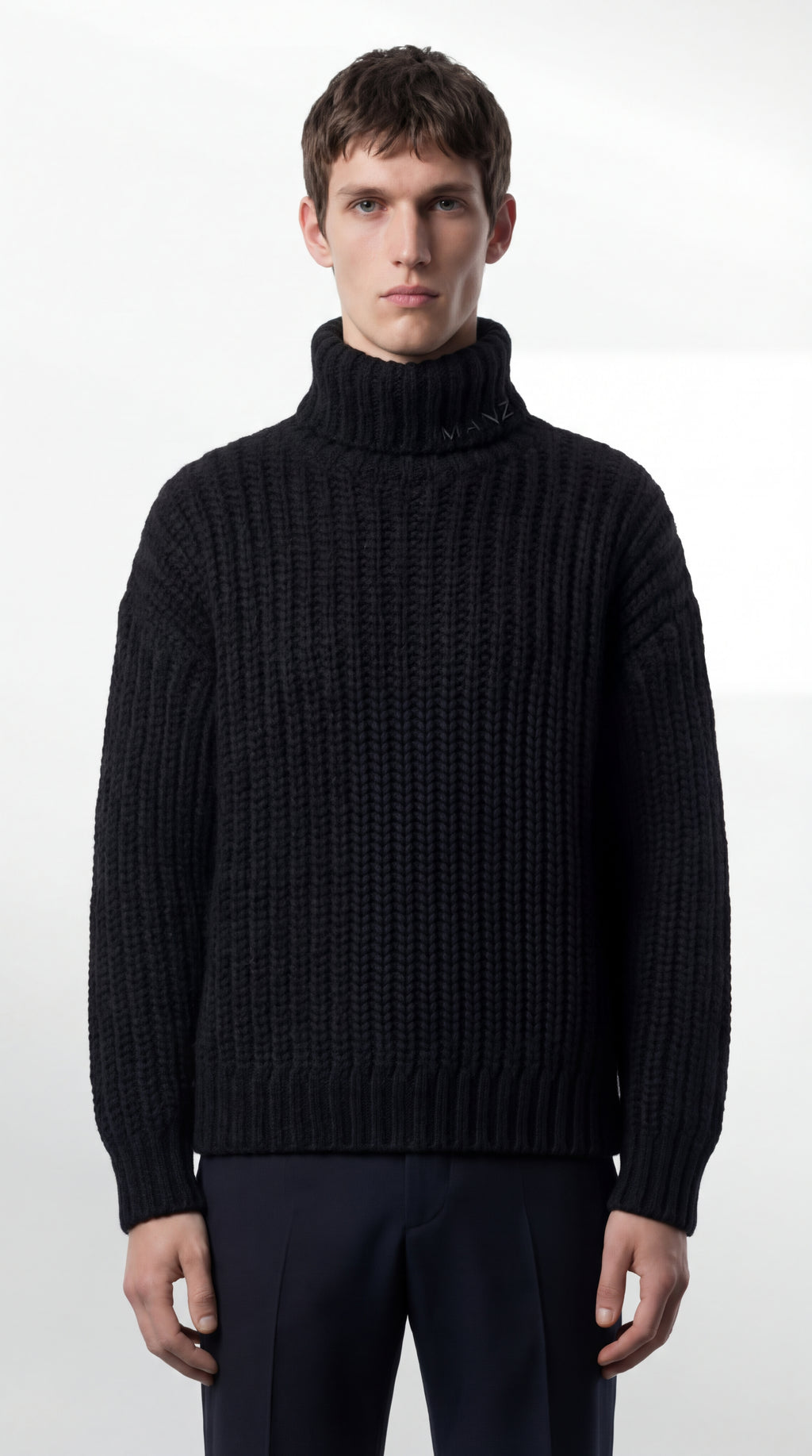 Chunky Ribbed Turtleneck in Wool-Cashmere Blend