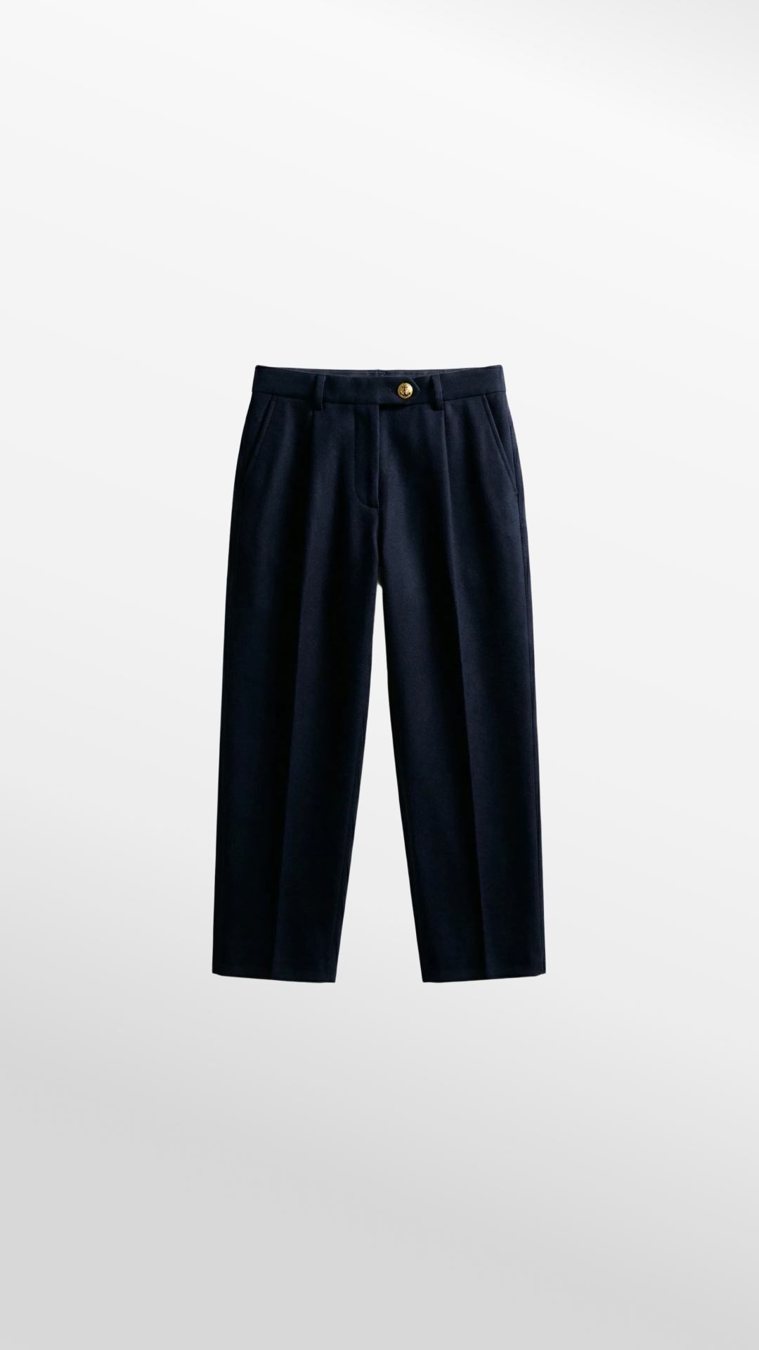 Pleated Tailored Trousers in Navy Wool