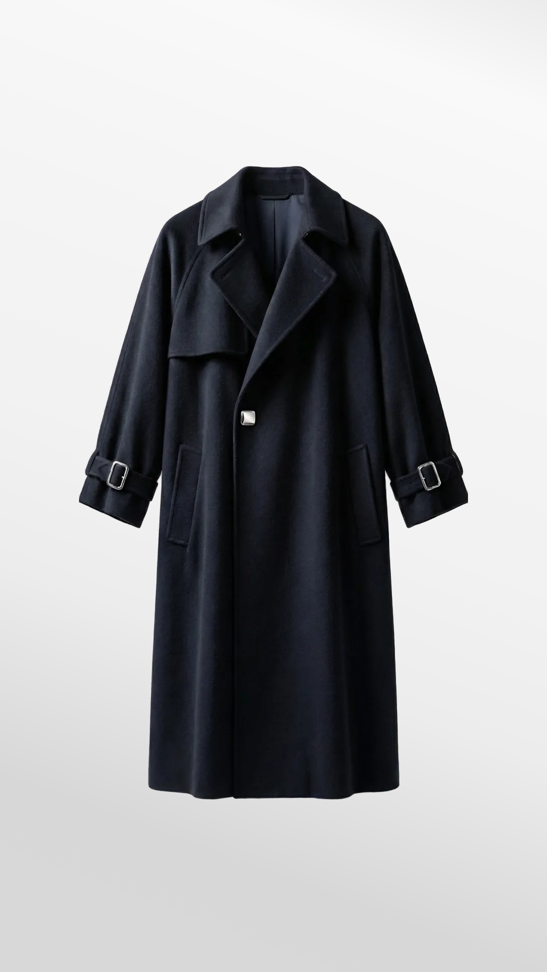 Oversized Wool-Cashmere Trench Coat in Navy