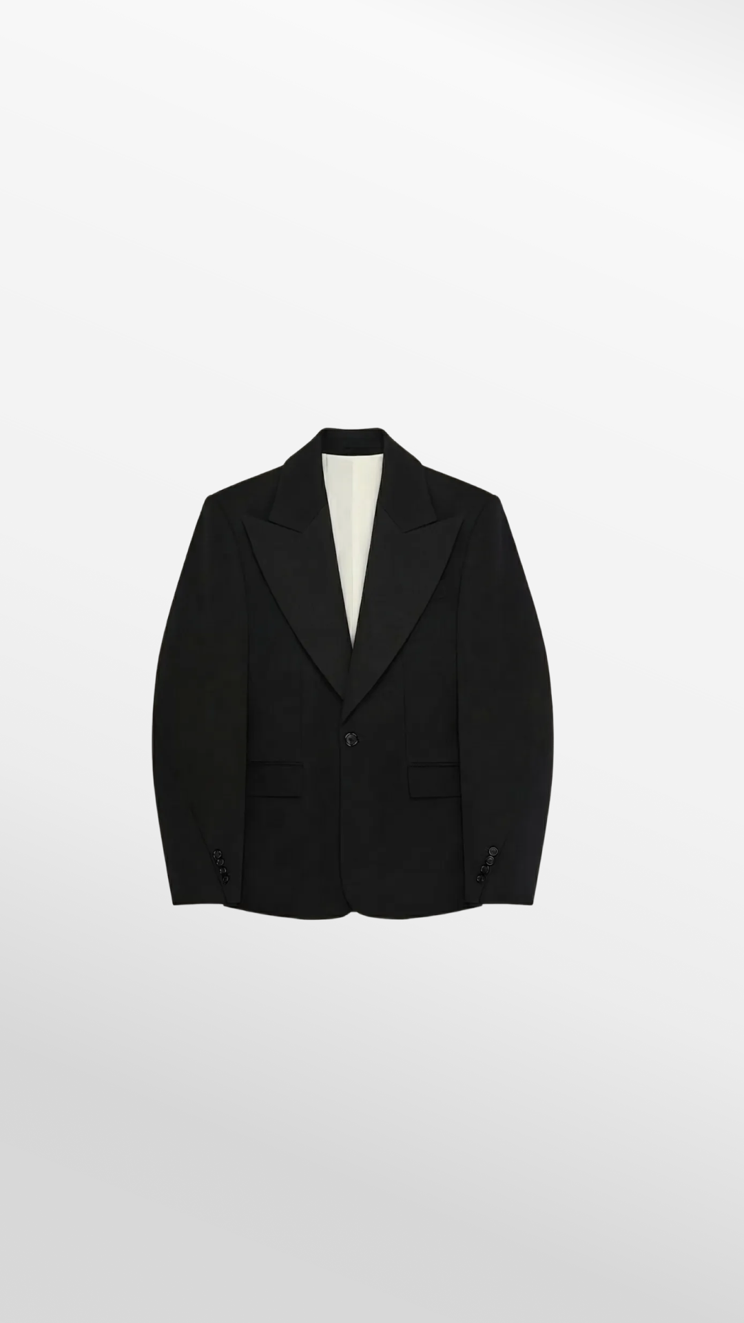 Single-Breasted Blazer in Black Wool