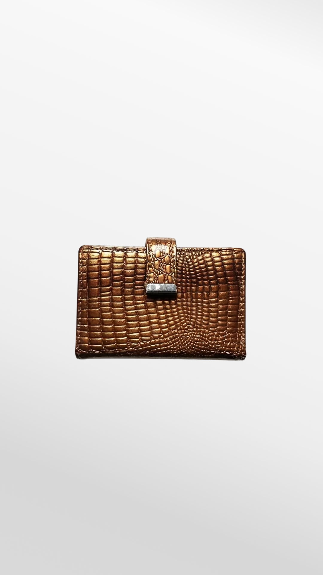 Croc-Embossed Card Holder in Cognac Leather