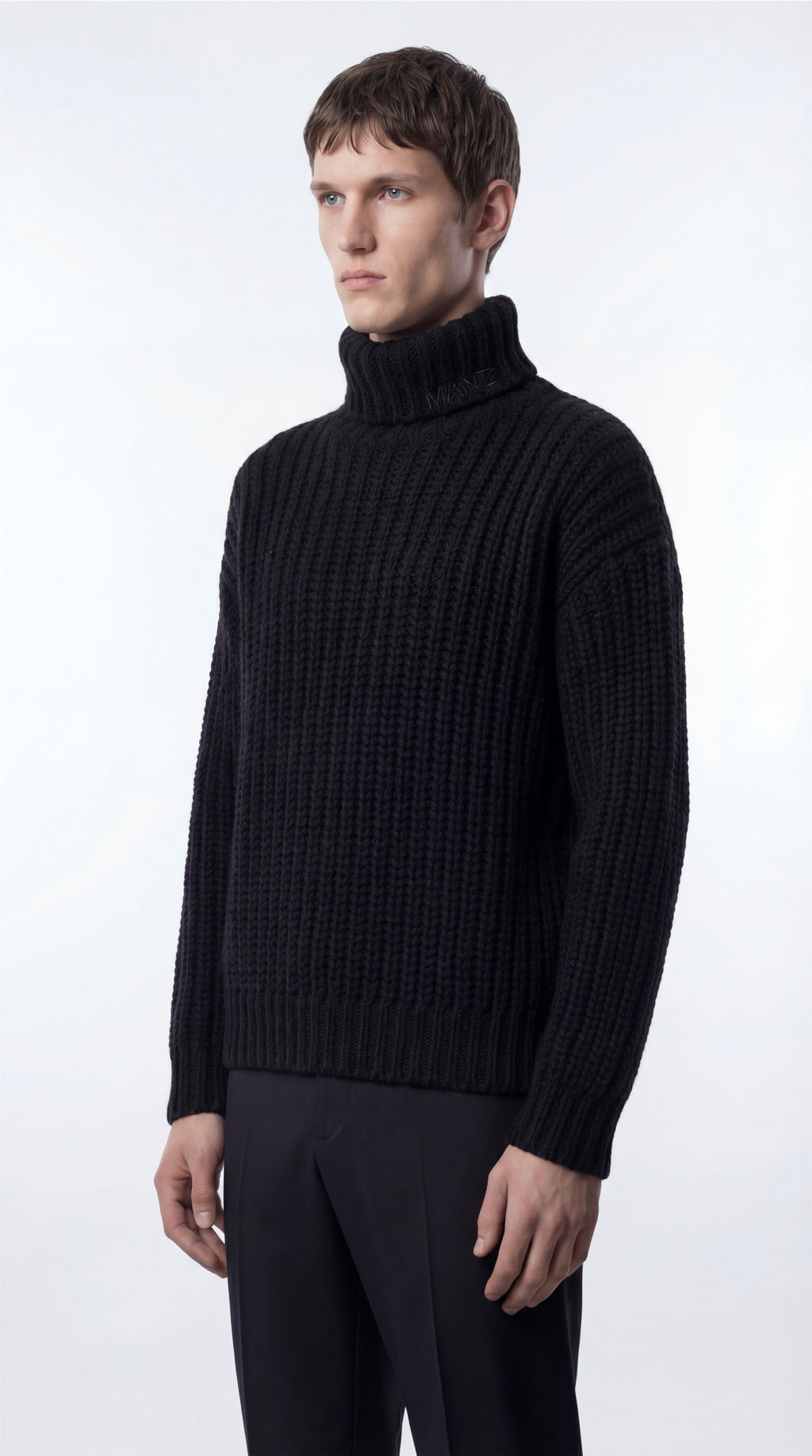 Chunky Ribbed Turtleneck in Wool-Cashmere Blend