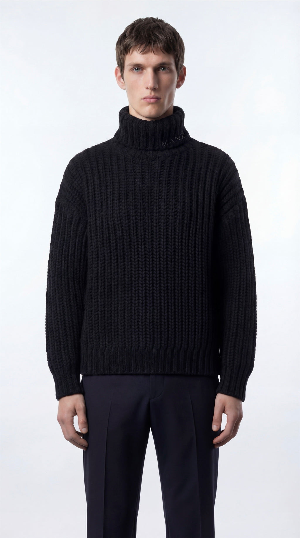 Chunky Ribbed Turtleneck in Wool-Cashmere Blend